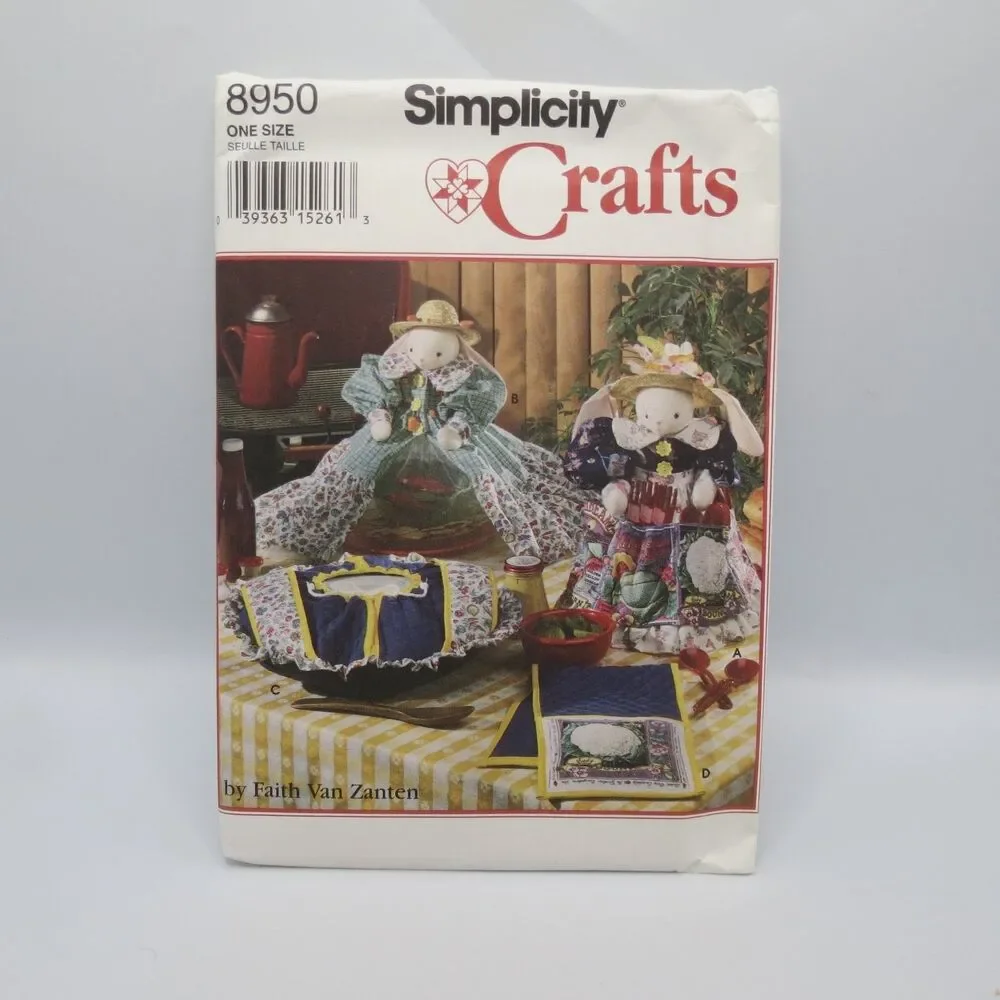 Simplicity Crafts 8950 Bunny Apron Casserole Cover Mitt ONE SIZE 1994